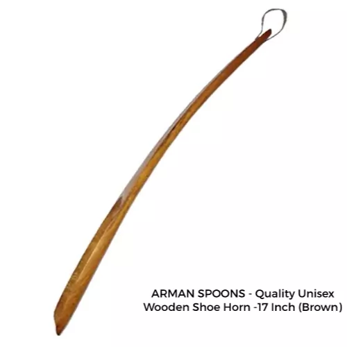 ARMAN SPOONS - Believe in Quality Unisex Wooden Shoe Horn -17 Inch (Brown)