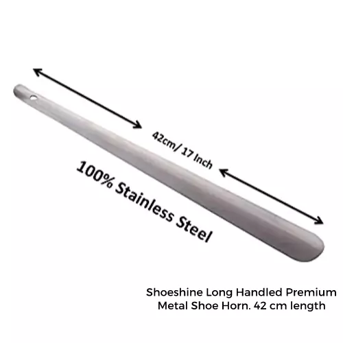 Shoeshine Long Handled Premium Metal Shoe Horn 42 cm long