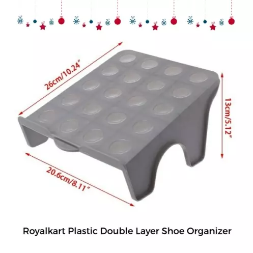 Royalkart Multicolor Plastic Double Layer Shoe Organizer Storage Stand Shelf Closet Organizer Space Saver (Pack of 6)
